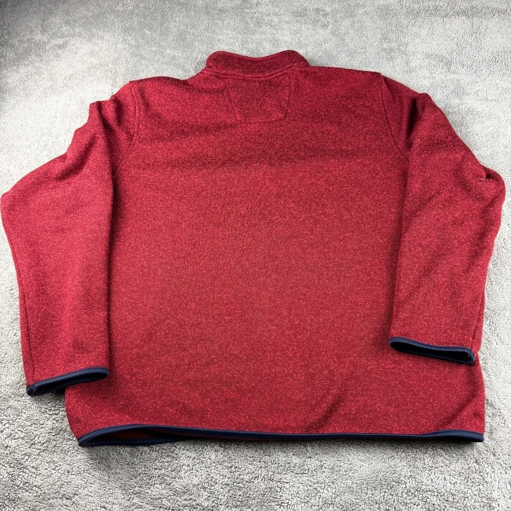 Nautica Sweatshirt 1/4 Zip Pullover Mens XL Red Logo Knit Long Sleeve‎ Mock Neck